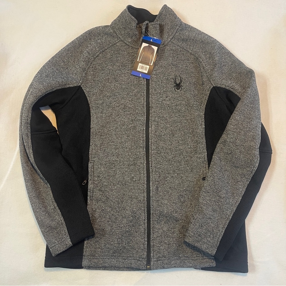 NWT Spider 1/4 Zip Mens Boundless Performance Sweater | Heather Grey/Black | L - Picture 1 of 7